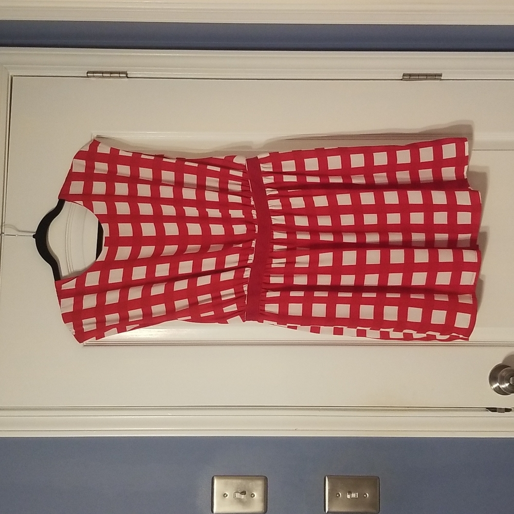 Red/white check dress